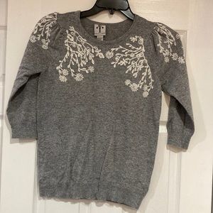 Rain + Rose Gray Floral Sweater